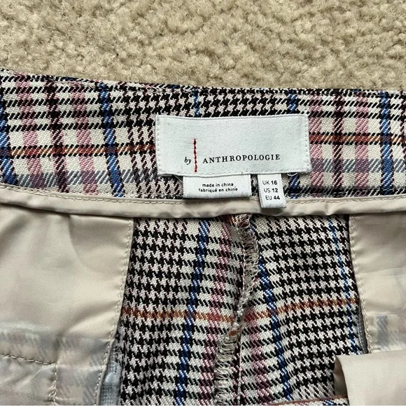 AnthropologieMalcolm Plaid Tapered High Rise Cropped Trouser Pants